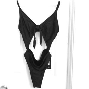 Cut Out Tie Front Swimsuit